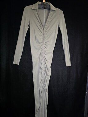 Modern Citizen Button Front Maxi Dress Stretch Cotton Blend Sage Green S